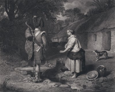 Ilustrace k Návratu vojáka od Roberta Burnse (rytina) od John (after) Faed