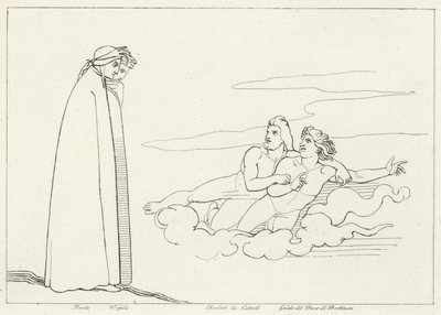 Rozhovor s Guido Di Brettinoro, Očistec, Canto 14 (rytina) od John (after) Flaxman