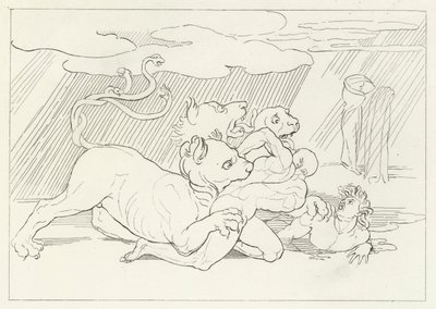 Cerberus, Inferno, Canto 6 (rytina) od John (after) Flaxman