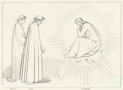 Dante diskutující s Cacciaguidou, Paradise, Canto 17 (rytina) od John (after) Flaxman