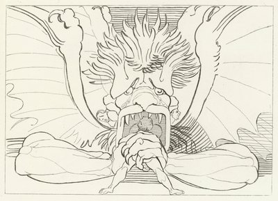 Dis, nebo Lucifer, Inferno, Canto 34 (rytina) od John (after) Flaxman