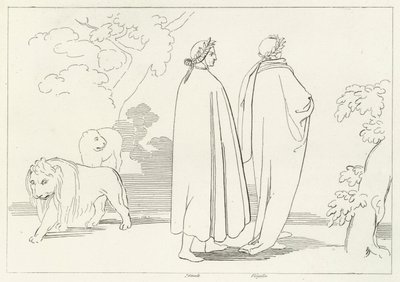 Entering the Dark Wood, Inferno, Canto 1 (rytina) od John (after) Flaxman