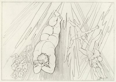 Lucifer, Očistec, Canto 12 (rytina) od John (after) Flaxman