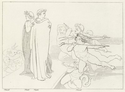 The Bridge, Inferno, Canto 21 (rytina) od John (after) Flaxman