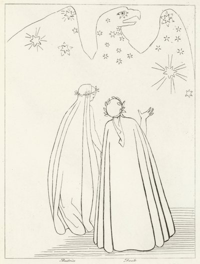 Nebeský orel, ráj, Canto 19 (rytina) od John (after) Flaxman
