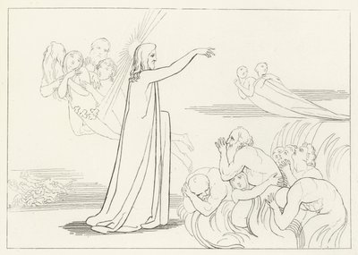 The Descent of Christ, Inferno, Canto 4 (rytina) od John (after) Flaxman