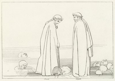 The Frozen Lake, Inferno, Canto 32 (rytina) od John (after) Flaxman