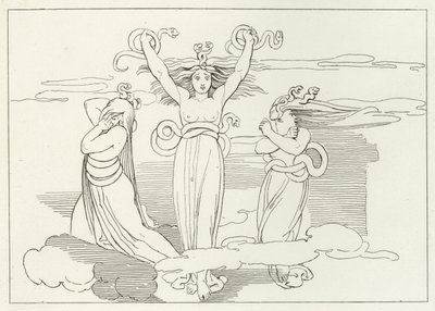 The Furies, Inferno, Canto 9 (rytina) od John (after) Flaxman