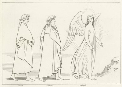 The Guiding Angel, Očistec, Canto 15 (rytina) od John (after) Flaxman