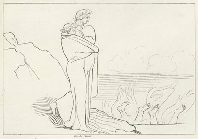 The Gulf of Simony, Inferno, Canto 19 (rytina) od John (after) Flaxman