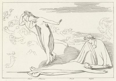 The Lovers Punnished, Inferno, Canto 5 (rytina) od John (after) Flaxman