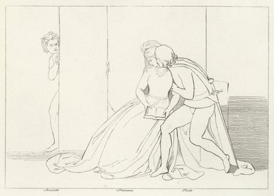 The Lovers Surprised, Inferno, Canto 5 (rytina) od John (after) Flaxman
