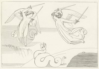 The Valley, Purgatory, Canto 8 (rytina) od John (after) Flaxman