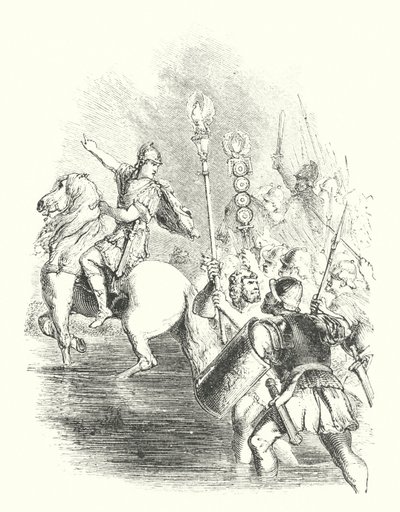 Caesar překračující Rubikon (rytina) od John (after) Gilbert