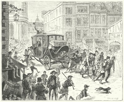 Francouzský diplomat Jacques Lauriston v Londýně sdělit ratifikaci míru z Amiens od John (after) Gilbert