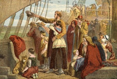 Last Sight of Old England (barevná rytina) od John (after) Gilbert
