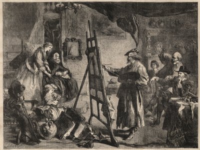 ATELIÉR REMBRANDT - rytina podle obrazu J. Gilberta - l