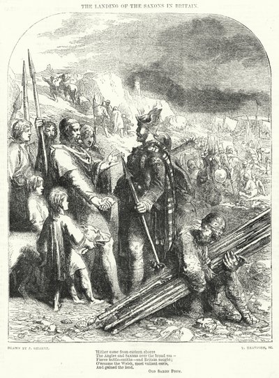 Vylodění Sasů v Británii (rytina) od John (after) Gilbert