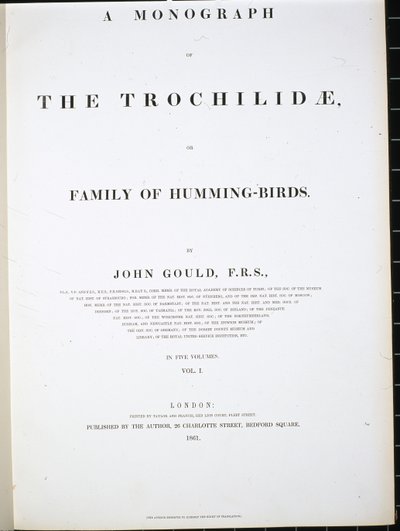 Frontispis (ručně barvený lito) od John (after) Gould