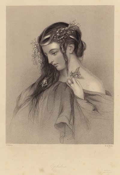 Shakespeare: Hamlet, Ofélie, IV. dějství, V. scéna (rytina) od John (after) Hayter