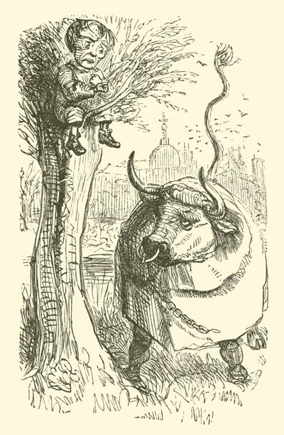Býk a chlapec (rytina) od John (after) Leech