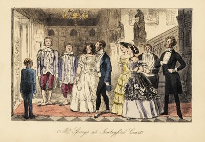 Anglický gentleman a dámy oznámili před večeří ve velkolepém domě od John (after) Leech