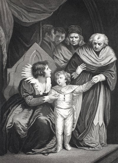 Elizabeth Woodville se vzdala svého syna (litho) od John (after) Opie