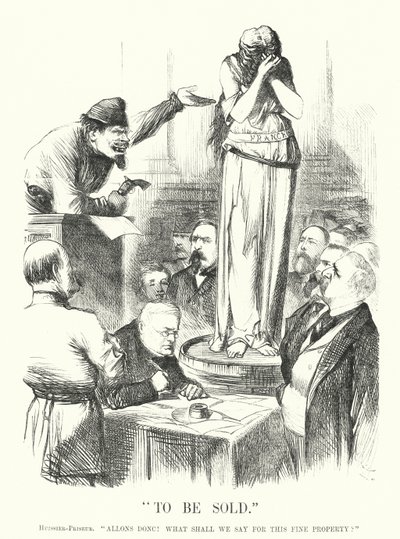 Punch cartoon: To Be Sold - The Paris Commune (rytina) od John (after) Tenniel