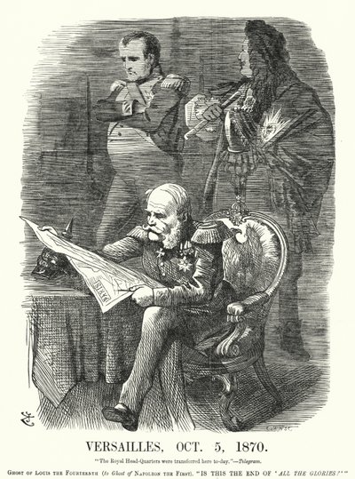 Punch cartoon: Versailles, 5. října 1870 - ponížení Francie ve francouzsko-pruské válce (rytina) od John (after) Tenniel
