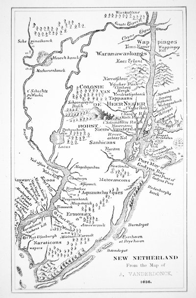 Koloniální Amerika: Nizozemská kolonie Nového Nizozemska (litho) od John (after) Vanderbank