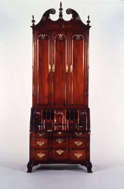 Dřevěný stůl a knihovna Nicholas Brown Chippendale, cca 1760-70 (mahagon) od John (attr. to) Goddard