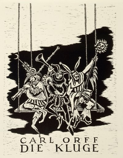 Německo, diessen am ammersee, Playbill pro premiéru Die Kluge (Moudrá žena) Carla Orffa (1895-1982) ve Frankfurtu od Walter Charles Mills
