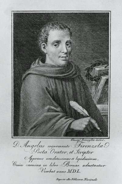 Portrét Agnola Firenzuoly (1493-1543), italského spisovatele a humanisty, rytina Giuseppe Benaglia (cca 1796-cca 1830) od Walter Charles Mills