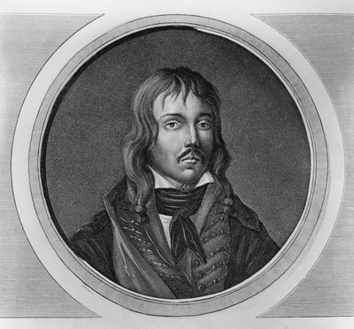 Portrét Francoise Severina Marceau-Desgraviers (1769-1796), francouzský generál revolučních válek, rytina od Walter Charles Mills