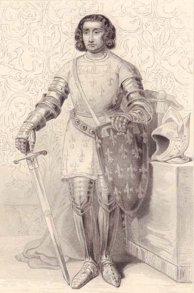 Portrét Filipa z Artois, hraběte z Eu (1358-1397), rytina, 20x13 cm, z Galerie Historique de Versailles, Histoire de France, Charles Gavard Publisher, Paříž, kolem 1840 od Walter Charles Mills