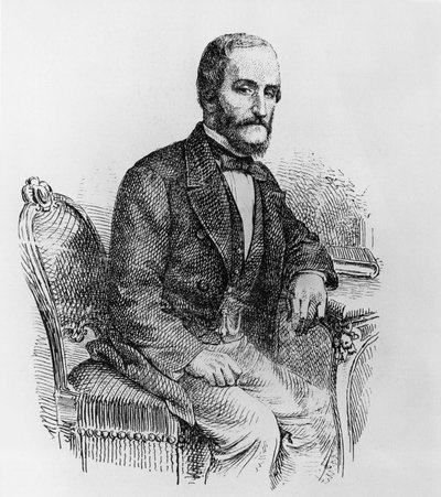 Portrét Raffaele Busacca dei Gallidoro (1810-1893), italský politik a ekonom, rytina od Walter Charles Mills