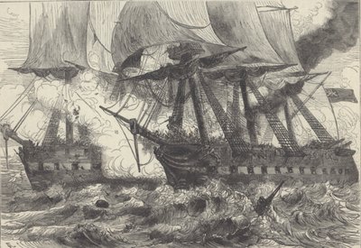 Námořní bitva (litho) od Walter Charles Mills