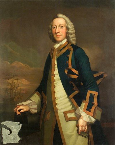Portrét kapitána, asi 1750 (olej na plátně) od John (attr.to) Wollaston