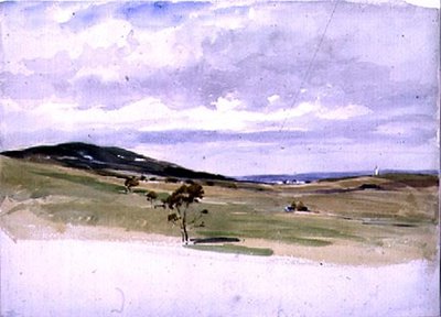 Krajina s větrným mlýnem a vesnicí, 19. století od John Absolon