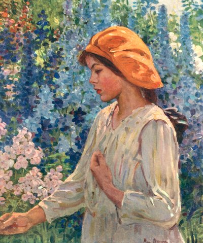 Delphiniums, Book Plate od John Alfred Arnesby Brown