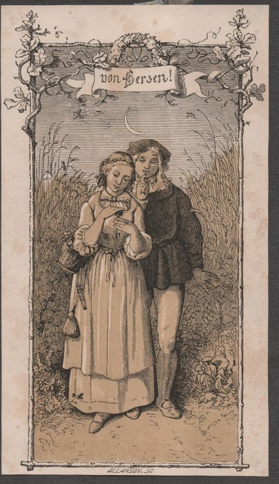 Ze srdce, asi 1850 (kolorovaný dřevoryt) od John Allanson