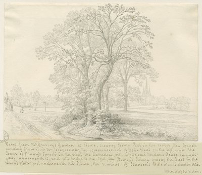 Lichfield - Pohled přes Stowe Pool: kresba perem, nd [1826] (kresba) od John Allport