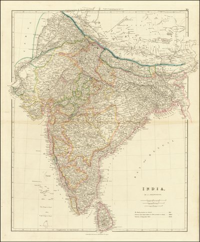 Mapa Indie z roku 1832, John Arrowsmith od John Arrowsmith