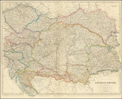 Mapa Rakouského císařství z roku 1858, John Arrowsmith od John Arrowsmith