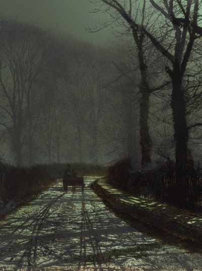 Scéna v nočním pruhu od John Atkinson Grimshaw