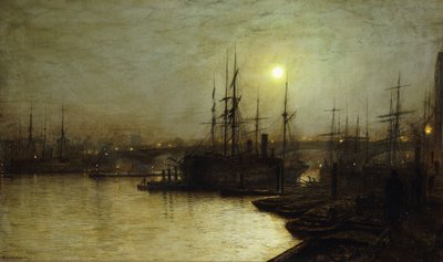 Noční dřina, Billingsgate Wharf, od John Atkinson Grimshaw