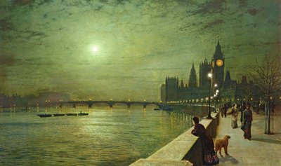 Úvahy o Temži, Westminster od John Atkinson Grimshaw