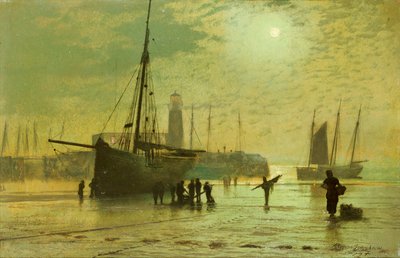 Maják ve Scarborough, 1877 od John Atkinson Grimshaw
