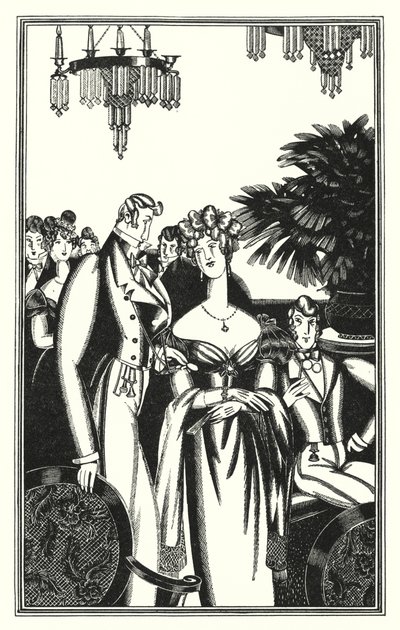 Ilustrace pro Dona Juana od Lorda Byrona: Juan byl přijat do nejlepší společnosti (litho) od John Austen