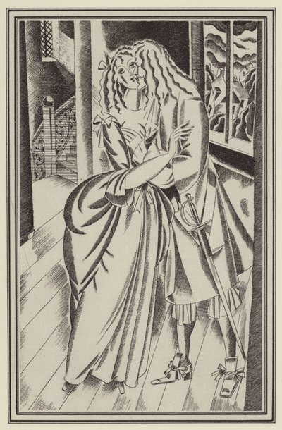 Ilustrace pro Moll Flanders od Daniela Defoe (litho) od John Austen